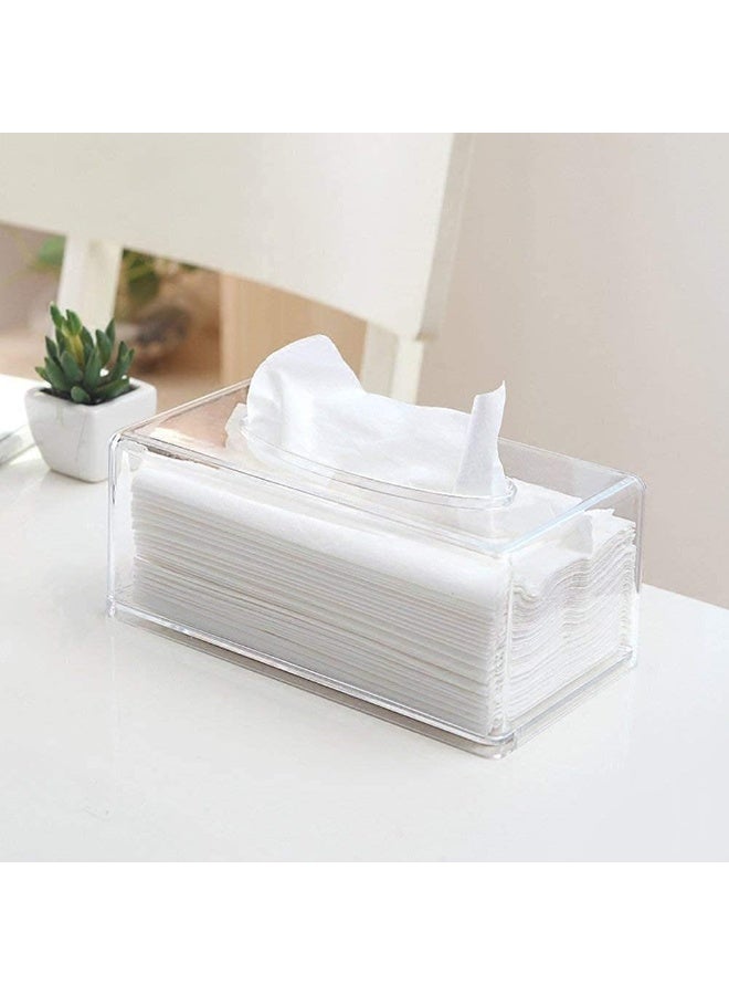Altheqa Acrylic Clear Tissue Box cover Rectangular Napkin Car Office Paper holder Case, Transparent (Pack of 2) - Image 3